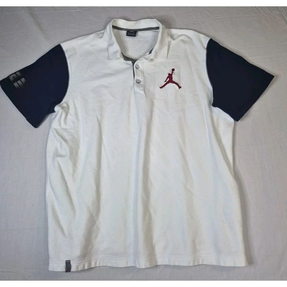 Jordan Shirt Men's Size 2XL White Polo Jumbo Jumpman Colorblock Nike Air